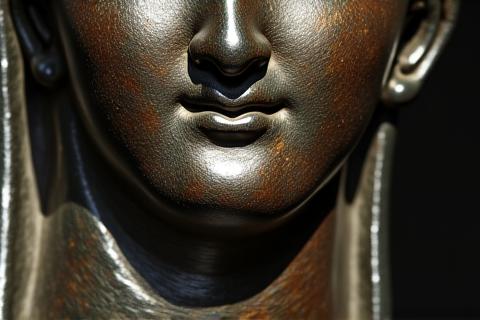 Dettaglio di statua in bronzo restaurata