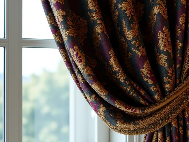 Tendaggio in broccato di lusso con motivi damascati